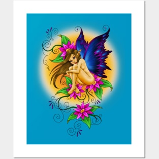 Butterfly Flower Fairy Sunshine Summer Girl Fun Posters and Art